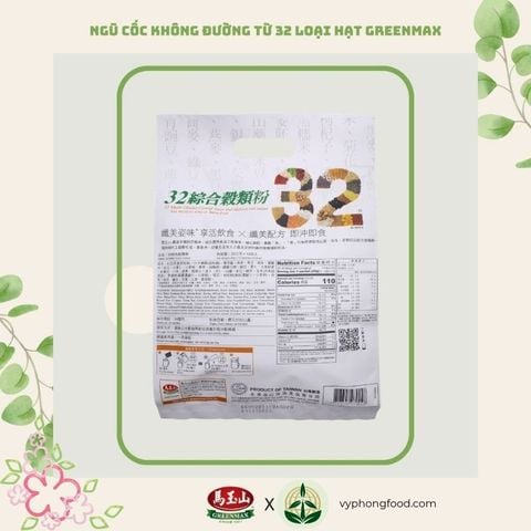 bột ngũ cốc dinh dưỡng không đường từ 32 loại hạt Greenmax 32 Multi Grains Cereal from the Nature will Lead the Nature into a New Era