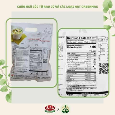 Cháo ngũ cốc dinh dưỡng từ rau củ Greenmax High Fiber Grains with Vegetables
