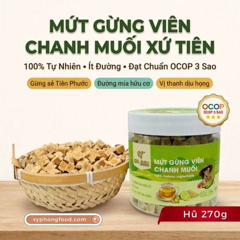  Mứt gừng viên chanh muối QNA Farm hũ 270g 