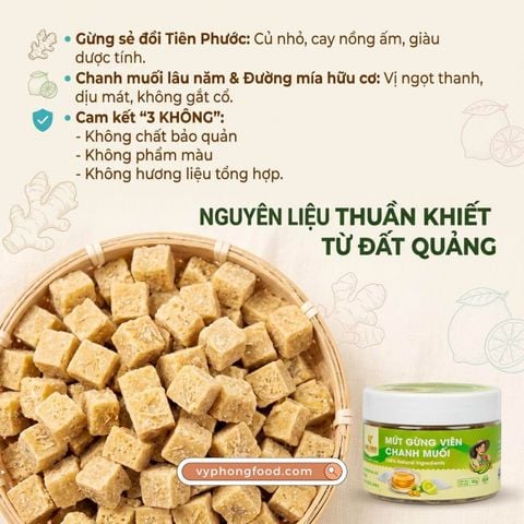 Mứt gừng viên chanh muối QNA Farm hũ 470g 
