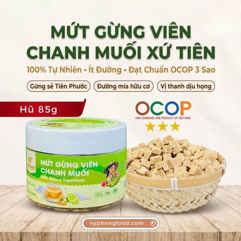  Mứt gừng viên chanh muối QNA Farm hũ 85g 