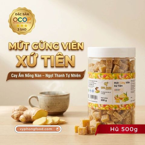  Mứt gừng viên xứ Tiên QNA Farm hũ 500g chuẩn vị OCOP 