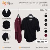  Áo cotton cộc tay cổ V nhún eo 