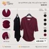  Áo cotton cộc tay cổ V nhún eo 