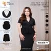  Đầm thun tăm đen cổ V eo peplum đuôi cá 