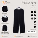  Quần cotton đen dài cạp chun chiết ly 