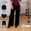 Quần cotton đen dài cạp chun chiết ly