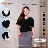  Áo cotton cộc tay cổ phối ren nhún eo 