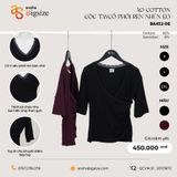  Áo cotton cộc tay cổ phối ren nhún eo 