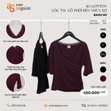  Áo cotton cộc tay cổ phối ren nhún eo 