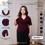  Áo cotton cộc tay cổ phối ren nhún eo 