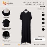  Đầm thun tăm cộc tay cổ tròn phối ren ở gấu 
