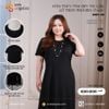  Đầm thun tăm cộc tay cổ tròn phối ren ở gấu 