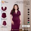  Đầm cotton tay cộc cổ tim thân trước xoắn eo 