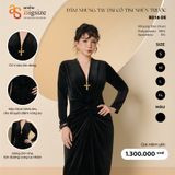  ĐẦM NHUNG TAY DÀI CỔ TIM NHÚN TRƯỚC 