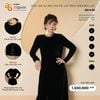 ĐẦM NHUNG ĐEN DÀI TAY CỔ TRÒN PHỐI REN GẤU