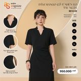  Váy Mango Sạn Chun Cổ V Nhúm Eo Xẻ Nhẹ | ANSHA BIGSIZE 