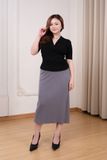  Áo cotton cộc tay cổ V nhún eo 