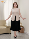  Combo 2 Áo Cotton Sát nách cổ tròn xẻ gấu (Đen-Nude) 