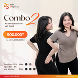 Combo 2 Áo Cotton cổ tim vạt chéo (Nâu-Đen) 