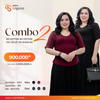  Combo 2 Áo Cotton Tay lỡ cổ tim nhún eo (Đen - Đỏ) 
