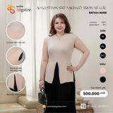  Áo Cotton Sát nách cổ tròn xẻ gấu 