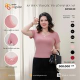  Áo Thun tăm cộc tay cổ đáp ren nơ 