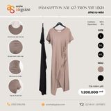  Đầm Cotton cổ tròn vạt lệch 