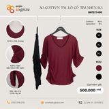  Combo 2 Áo Cotton Tay lỡ cổ tim nhún eo (Đen - Đỏ) 