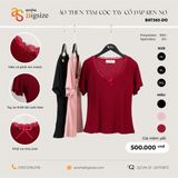 Áo Thun tăm cộc tay cổ đáp ren nơ 