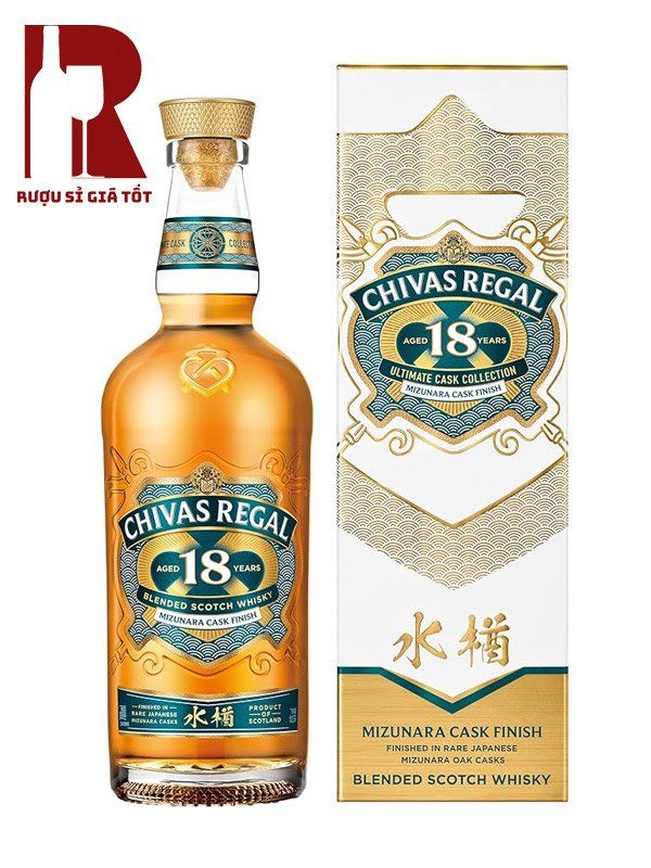 Rượu Chivas Regal 18 Mizunara Cask Finish (Chivas 18 Nhật Mới)