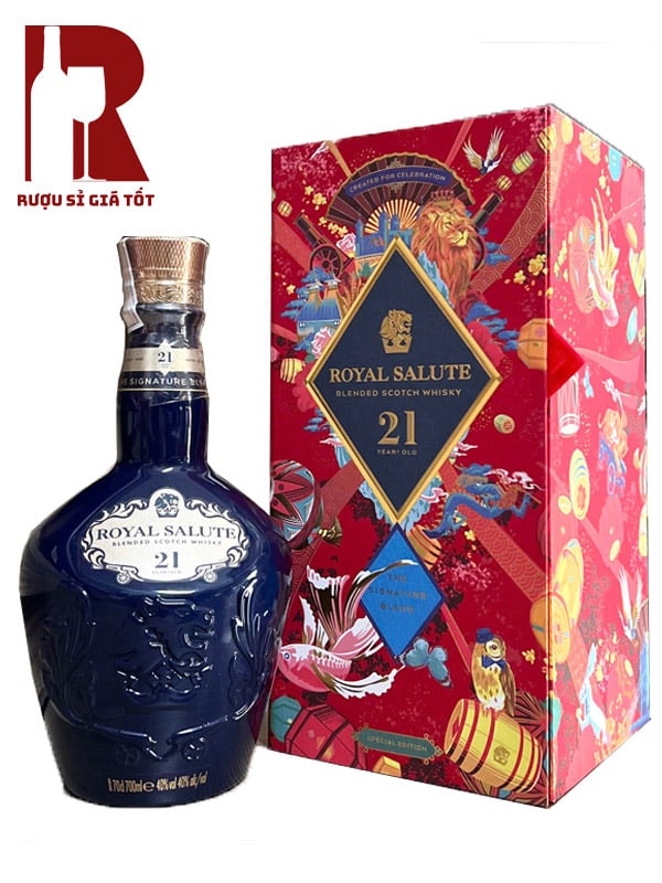 Chivas Royal Salute 21 Năm Hộp Đỏ họa tiết rồng