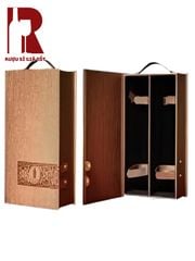 Hộp Da Đựng Rượu 2 Chai 2 Khuy Bấm Sườn