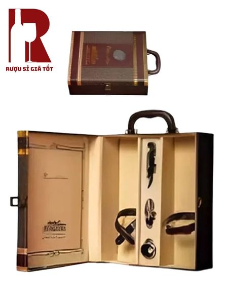 Hộp Da 2 Chai 4 Sọc Màu Vàng