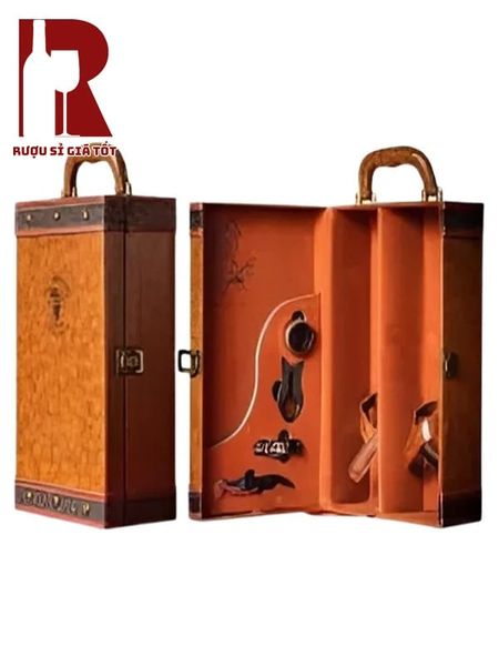 Hộp Da 2 Chai Chùm Nho Màu Nâu