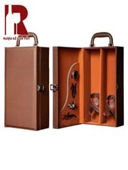 Hộp Da Đựng Rượu 2 Chai May Viền
