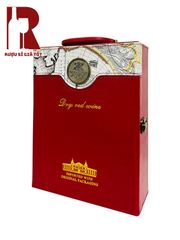 Hộp Da Đựng Rượu Hai Chai Bản Đồ