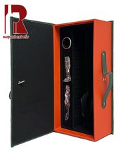 Hộp Da Đựng Rượu Hai Chai Cam Xanh Lá