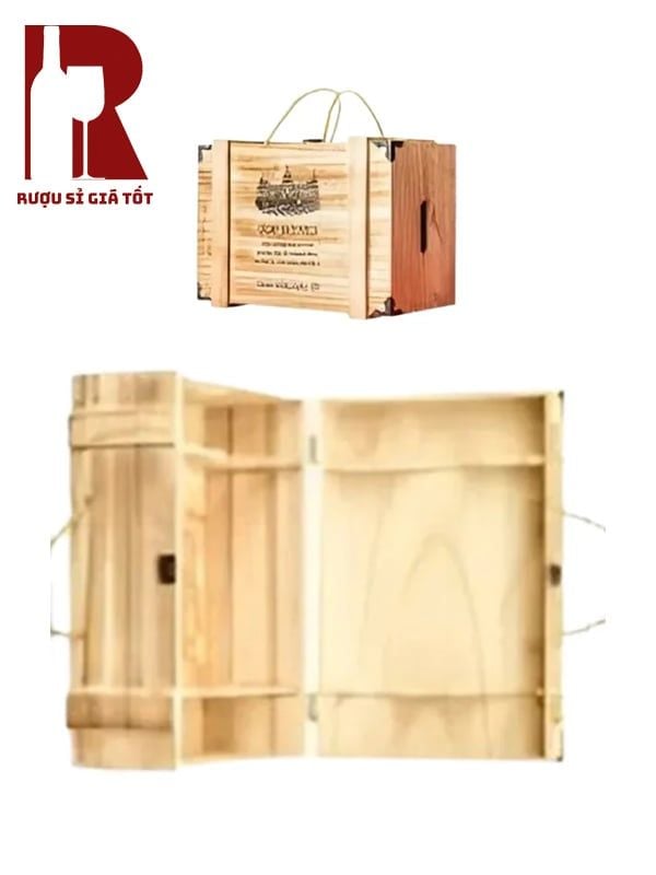 Hộp Gỗ Đựng Rượu Vang 6 Chai 2 Tầng