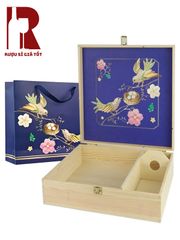 Hộp Gỗ Đựng Rượu Hình Chim Kèm Túi
