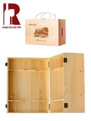 Hộp Gỗ Đựng Rượu Vang 6 Chai 2 Tầng