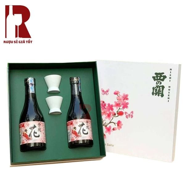 Hộp Quà Sake Nhật Đào Hoa Niên Nishino Seki 15% hộp hoa đào tối giản phong cách Nhật Bản từ 630.000đ chính hãng