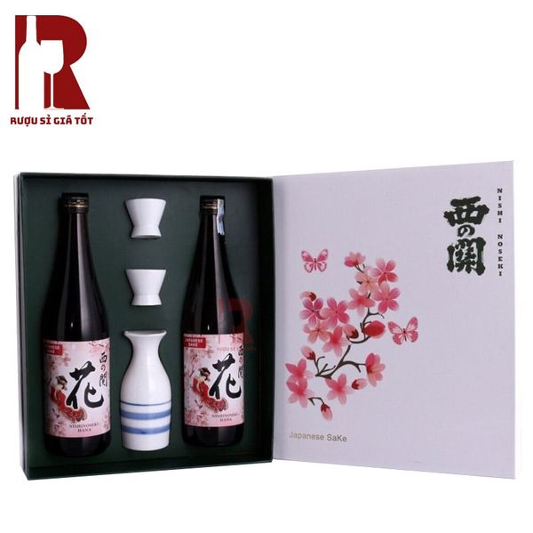 Hộp Quà Sake Đào Hoa Niên Nishino Seki Hana 300ml 15% - lựa chọn dung tích nhỏ cho ngân sách linh hoạt