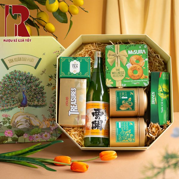 Hộp Quà Rượu Sake Nhật Tân Xuân Đại Phát Nishino Seki Junmaishu