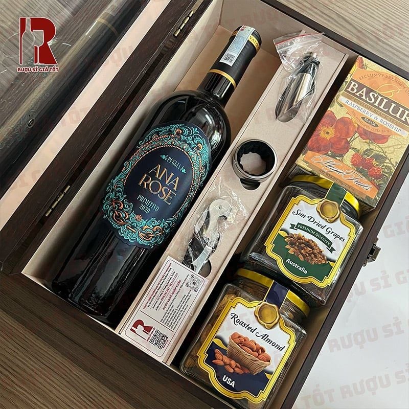 Hộp Quà Rượu Vang Ana Rose Primitivo Puglia