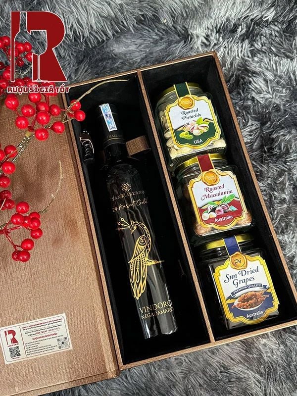 Hộp Quà Rượu Vang Vindoro 24Karat Gold