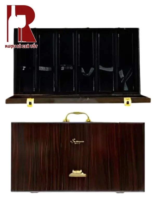 Hộp Đựng Rượu Vang Sơn Mài 6 Chai Mặt Lõm Khay Nhựa Thẳng