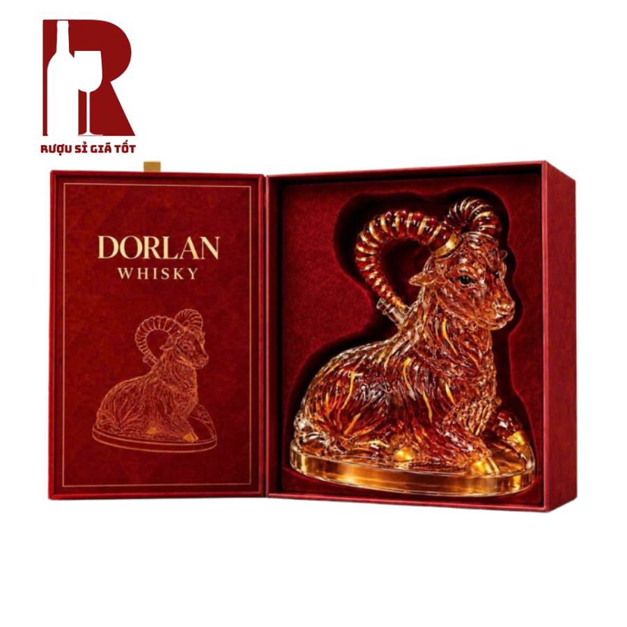 Rượu Linh Vật Dê Đinh Mùi - Whisky Dorlan - Dê Ngồi Đại Lộc