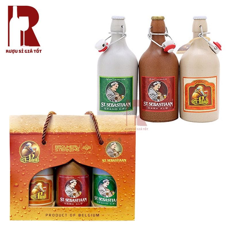 Hộp Quà 3 Chai Bia Sứ Bỉ ST Sebastiaan