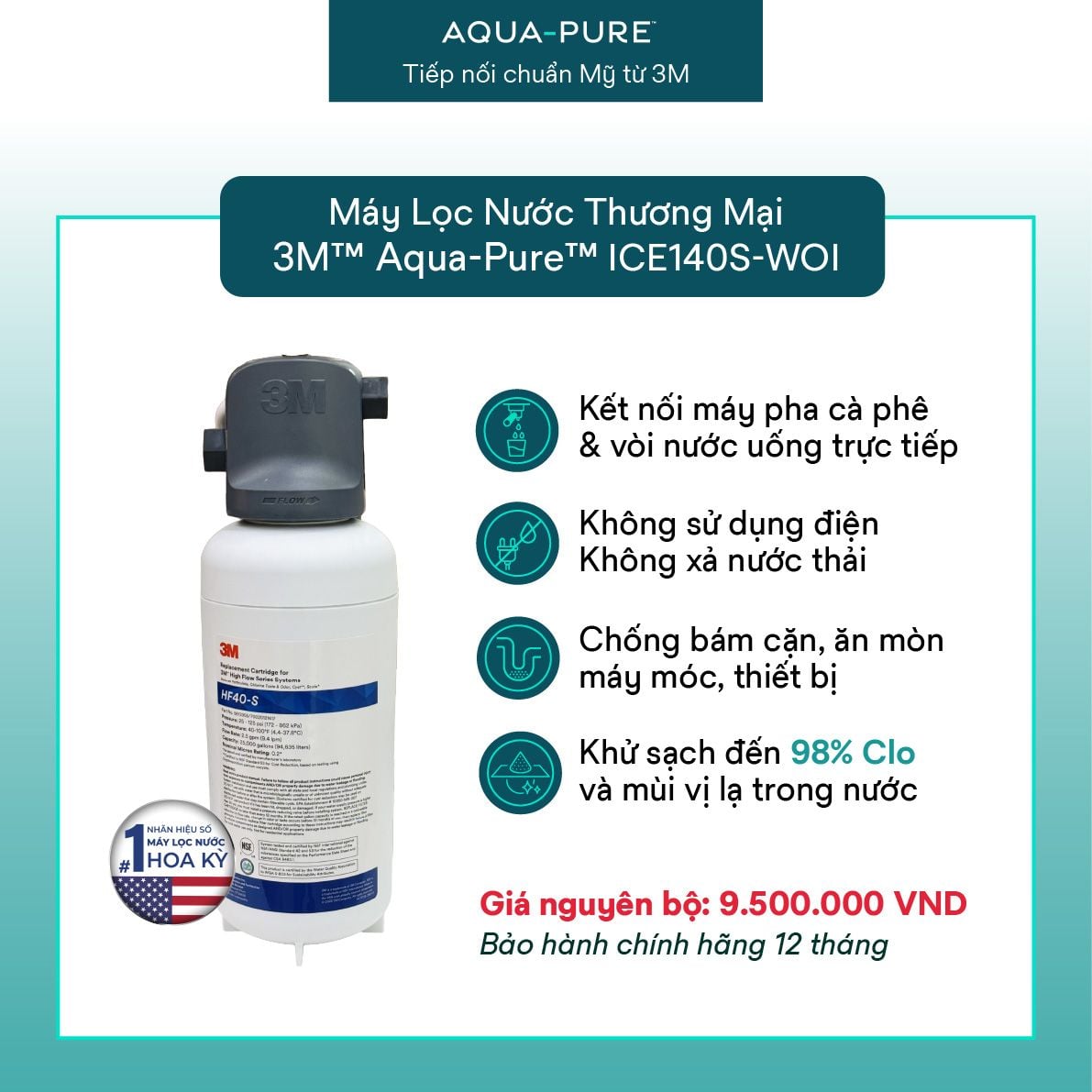  Máy Lọc Nước Dành Cho Nhà Hàng, Quán Cà Phê 3M™ Aqua-Pure™ ICE140S-WOI 
